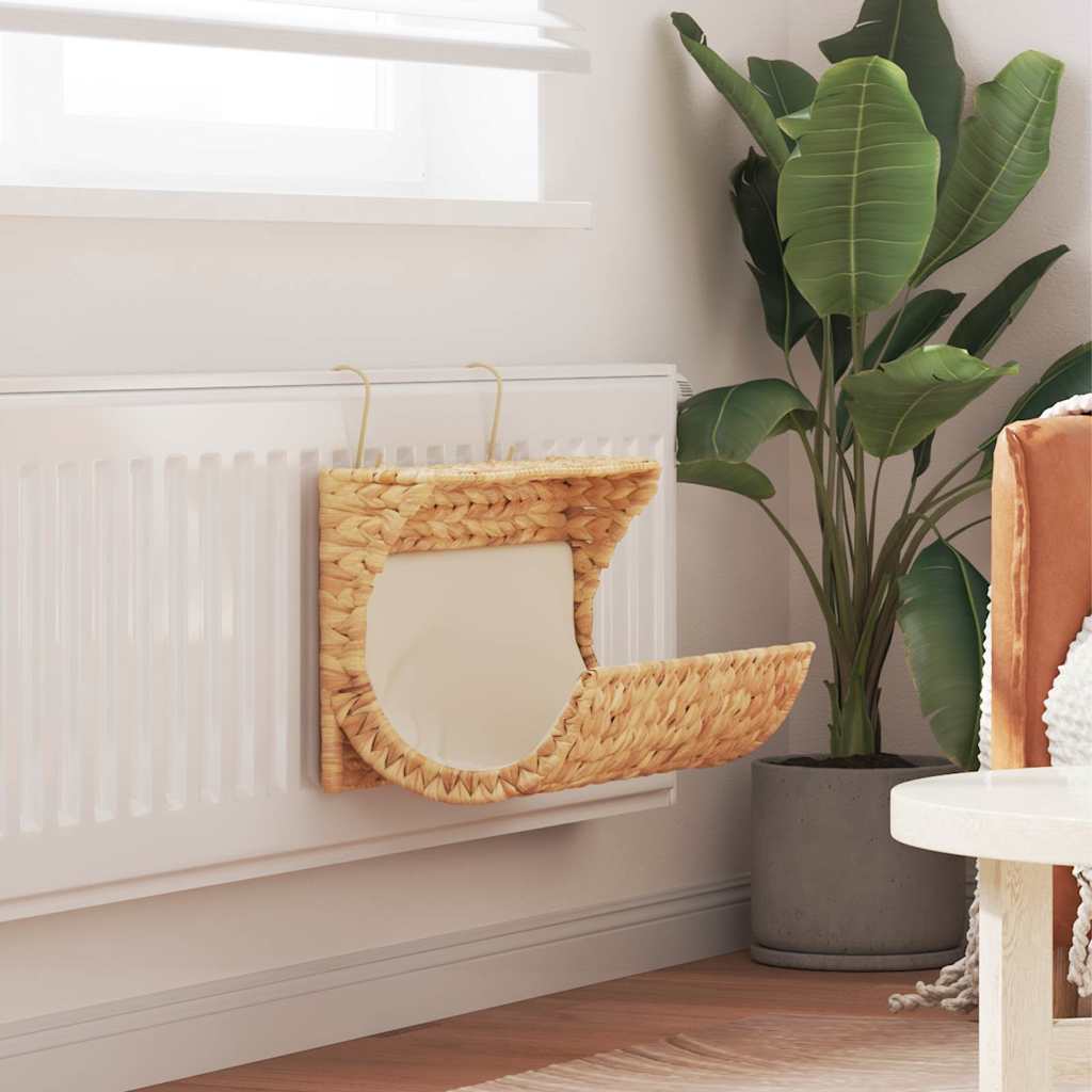 Vidaxl cat bed with cushion 37x20x20 cm water hyacinth-0