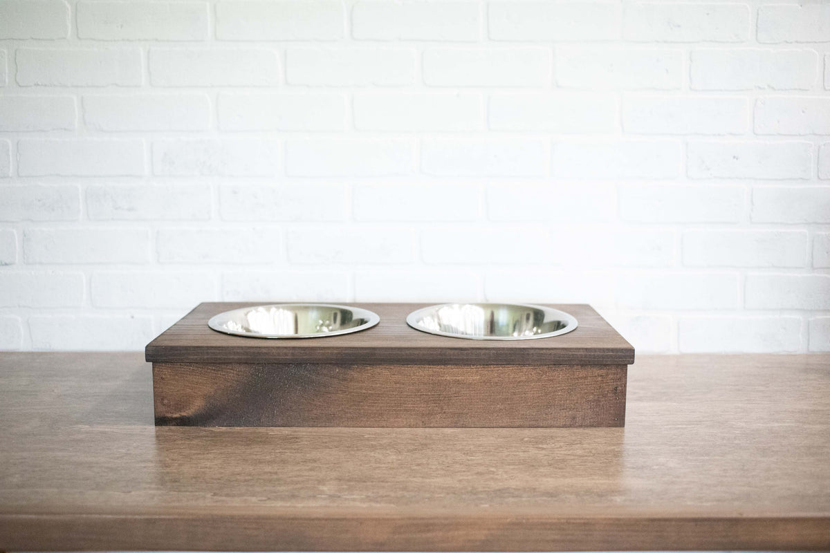 Wooden Pet Feeder with Stainless Steel Bowls,  Raised Dog Food Stand-3