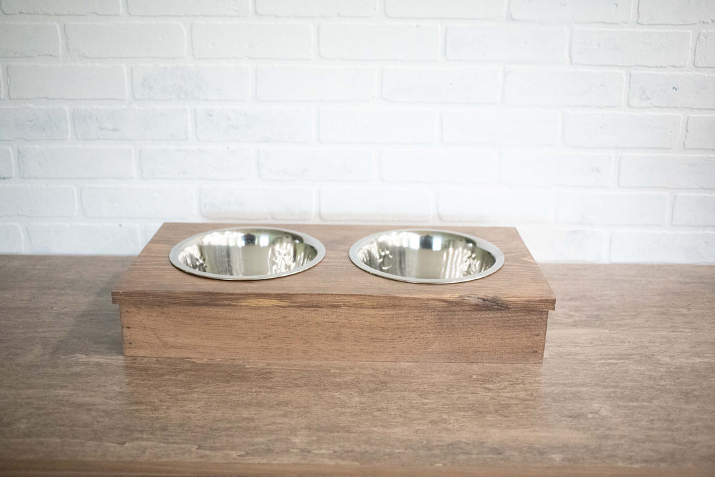 Wooden Pet Feeder with Stainless Steel Bowls,  Raised Dog Food Stand-2