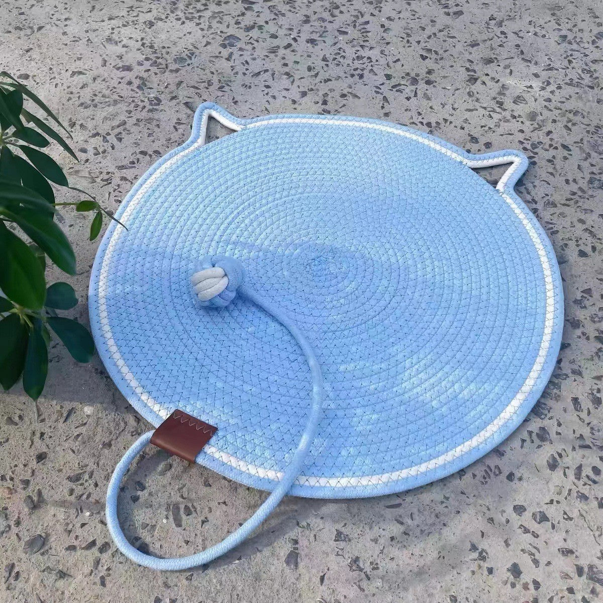 NNEDSZ 3 Pcs Blue Durable Cat Scratching Mat with Attached Toy Ball - Washable and Multi-Functional, Ideal for Cats' Scratching and Sleeping - 50cm Diameter