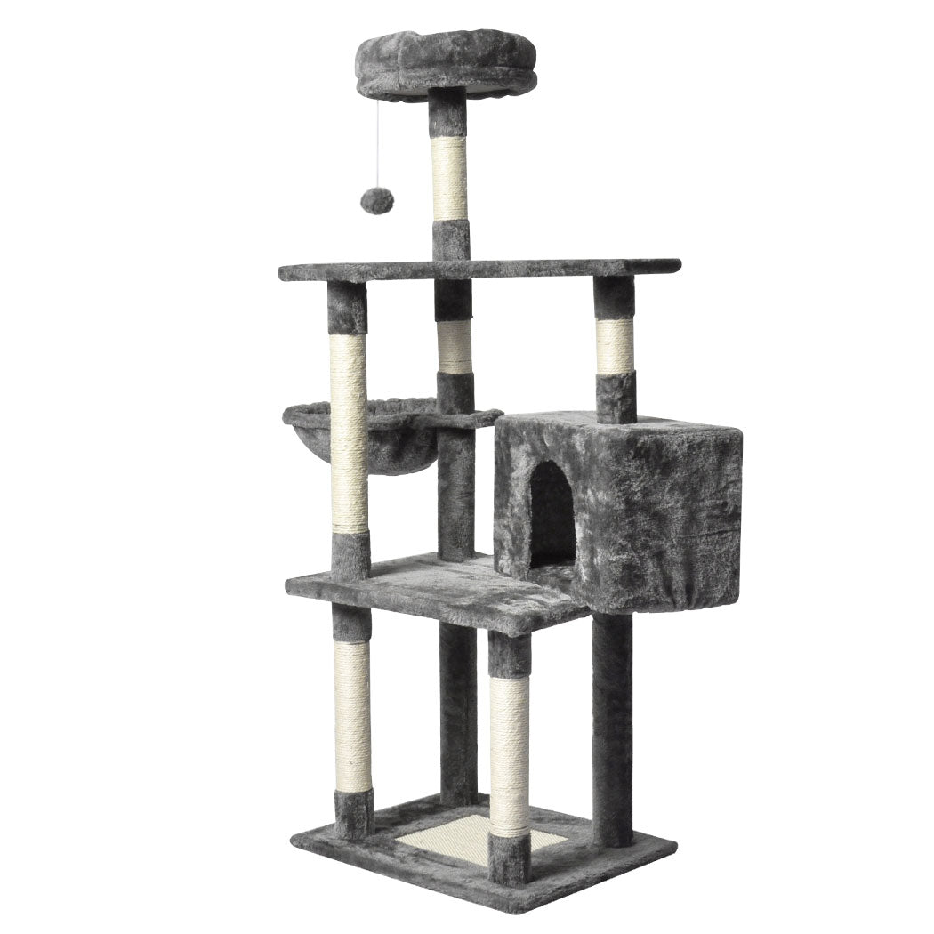 PaWz 130cm Cat Tree Toy Scratching Post Grey-0
