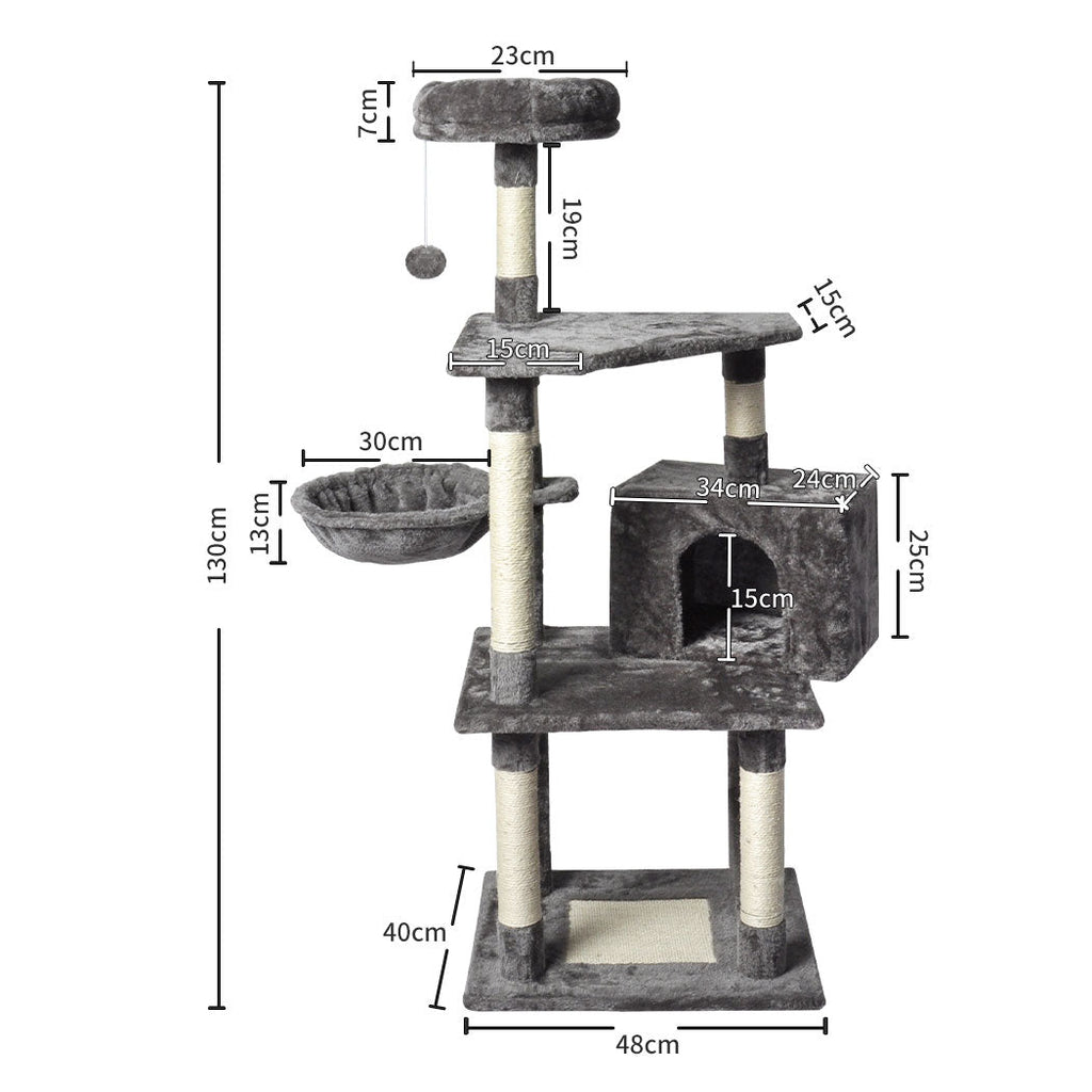 PaWz 130cm Cat Tree Toy Scratching Post Grey-1