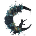 Gothic Cat Moon Wreath Halloween Door Decor-0